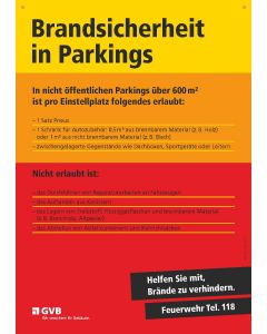 Tafel «Brandsicherheit in Parkings» DE