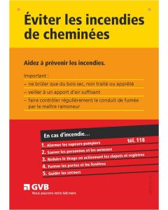 Panneau d’information plastifié «Éviter les feux de cheminées» fr