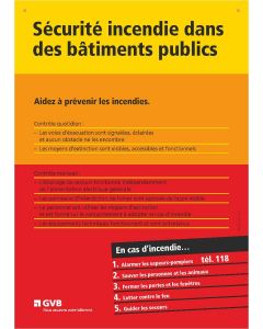 Panneau d’information plastifié «Sécurité incendie dans les bâtiments publics» fr